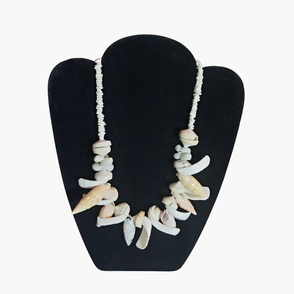 Shell Bead Necklace Assorted Natural White Puka Shells - Picture 1 of 8
